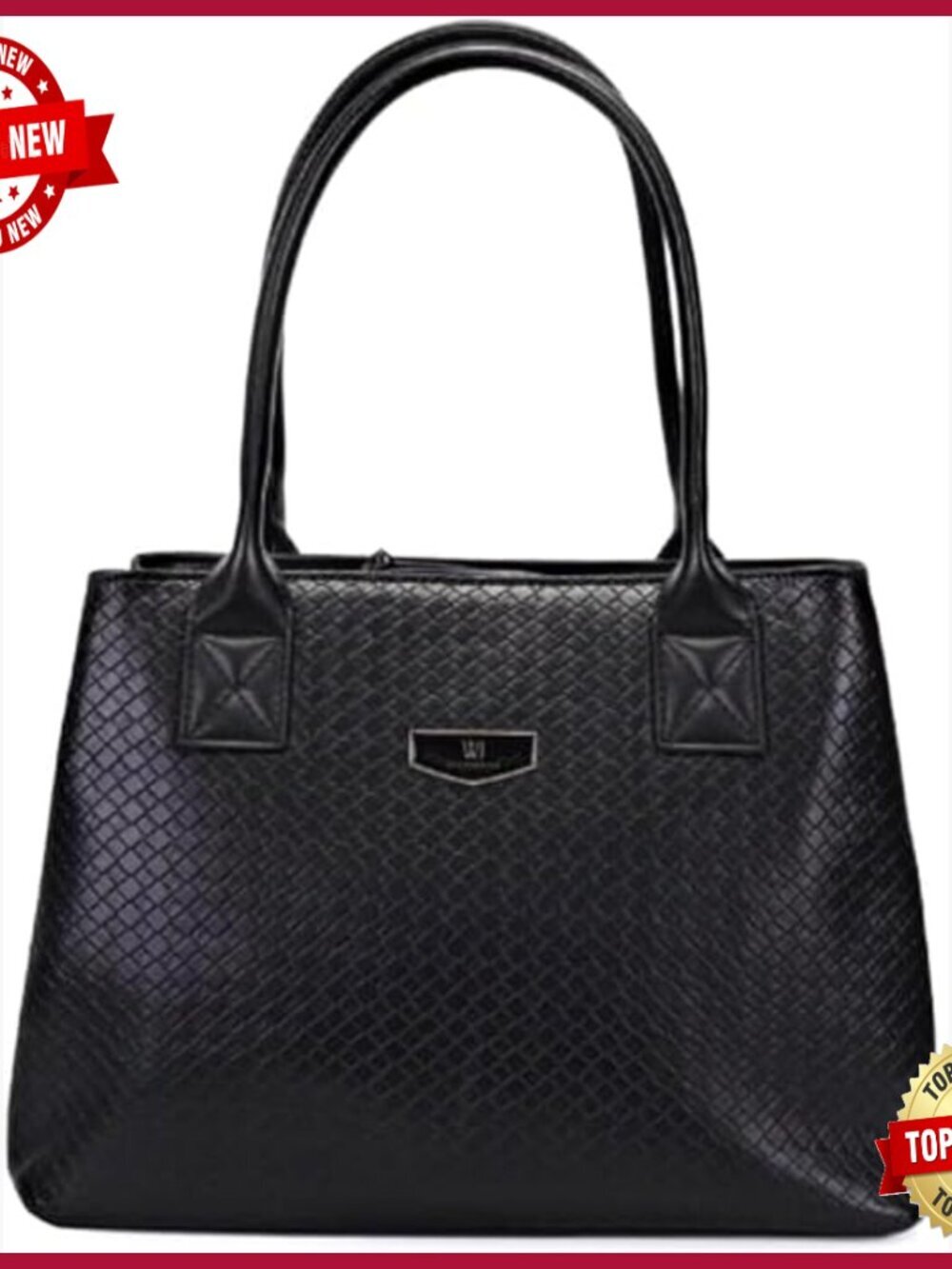 Quilted Leather Satchel Handbag Double Handle Tote Medium Size
